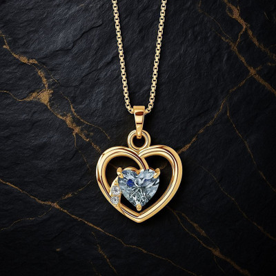 Miss Highness Gold Plated 925 Silver Heart Pendant – Luxury, Fashionable Gift Women & Girls, Gold-plated Cubic Zirconia Sterling Silver Pendant