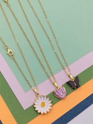 Ikhodal Gold-plated Crystal Brass Locket Set