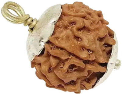 RIKIJAZ Nepali 5 Mukhi / Five Face Rudraksha Lab Certified Original Rudraksh With Thread Silver Wood Pendant