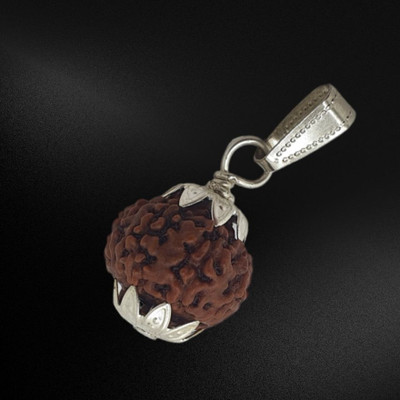 Haven gemsstone 7 Mukhi 7 Faced Nepali Rudraksha with Pandant Natural & Certified Silver Wood Locket