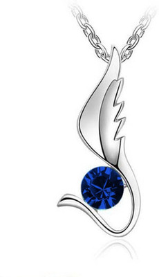Divastri Elegant Feather Rhodium Alloy Pendant