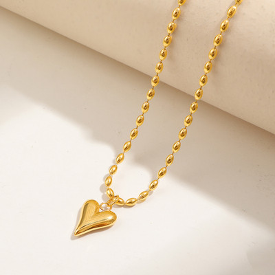 MYKI Classic Gold-Plated Heart Pendant Necklace Gold-plated Stainless Steel Pendant