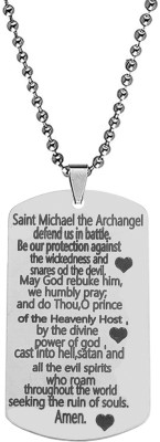 Sullery Catholic Jewelry Saint Michael The Archangel Prayer Pendant Sterling Silver Stainless Steel Pendant