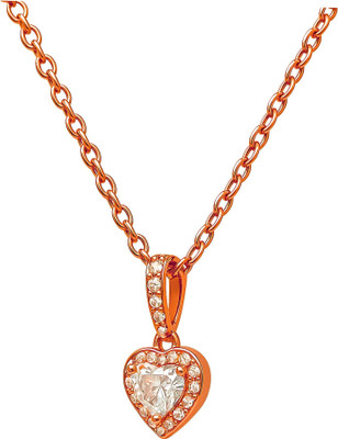 GEMSLAY Rose Gold Plated Heart Shape Pendant Necklace with Chain for Women & Girls” Rhodium Cubic Zirconia Brass Pendant