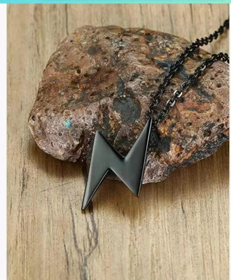 Murliwala Necklace with Lightning Bolt Pendant in Matte Black for Boys Girls Men/Women Silver Silver, Stainless Steel, Sterling Silver, Titanium, Zinc Pendant