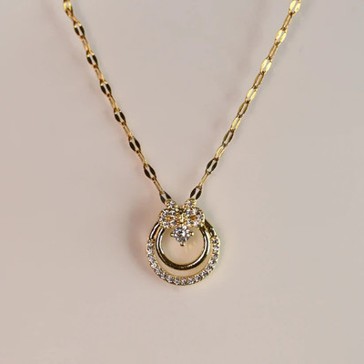 EVAH JEWELS Moon Bow Anti Tarnish Gold-plated Cubic Zirconia Stainless Steel Pendant Set