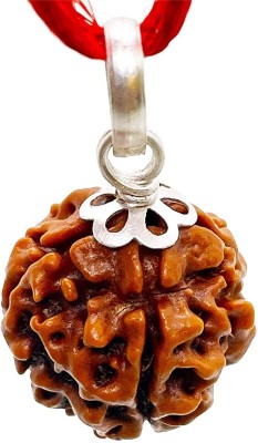 A & S VENTURES Four Faced 4 Mukhi Pure Rudraksha, Laboratory Certified Capped with Silver Silver Wood Pendant