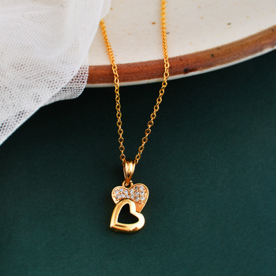 NAVYA ART Party wear Heart Shape Locket with simple Chain for women & Girls Gold-plated Brass Pendant Set