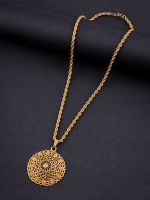 Divastri Gold Plated chian and pendant set Gold-plated Brass Pendant Set