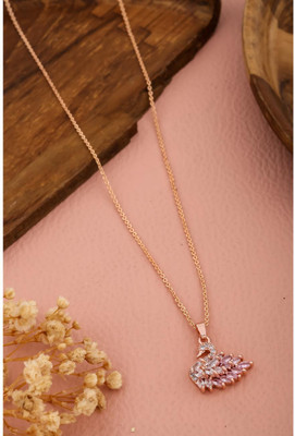 Temora Stylish & Trendy Rhodium Cubic Zirconia Alloy Pendant Set