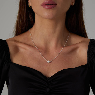 BOGHRA SALES Silver White Pearl Pendant Chain For women and girls Silver Alloy Pendant