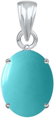 Suruchi Gems & Jewels Turquoise/Firoza 6.25 Ratti or 5.5 Ct Gemstone for Men & Women bis Hallmark 925 Stone Pendant