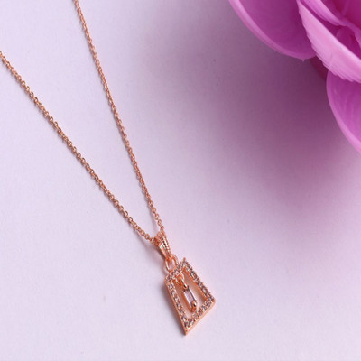 VFA VFA Double-Sided, Rose Gold, Clavicle Chain Brass Plated Copper Chain Diamond Alloy Locket Set