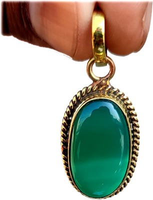 PRIYANSHU NAVRATN Green Hakik Pendant 11.25 - 13.25 Ratti Certified Green Sulemani Pendant Gold-plated Agate Alloy Pendant