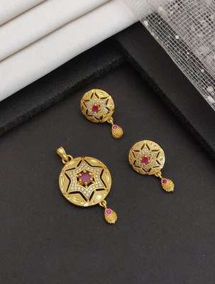 NIRAV Trendy jewellery set /pendal set Gold-plated Pendant Set Gold-plated Cubic Zirconia Brass, Copper
