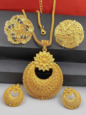 SB ENERTPRISE Gold-plated Beads Brass Pendant Set