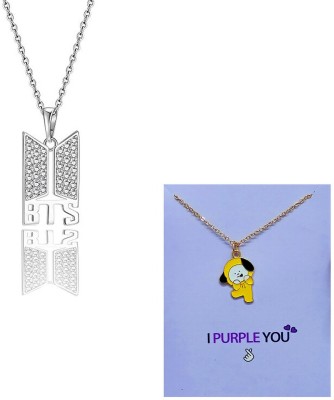 AVIRA ENTERPRISES Fashion Jewelery Combo of 2 B21 BTS Charms Necklace for Women and Girls Gold-plated Alloy Pendant Set