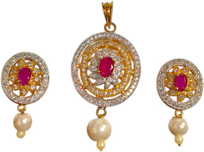 RinGold Brass Gold-plated Red Jewellery Set(Pack of 1)