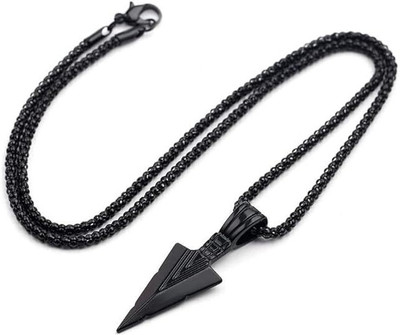 Teeragaj C 163_JSE-black arrow 69_79 Black Silver Stone Pendant Set