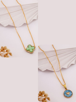 Dressberry Elegant Pack of 2 Necklace Chains – Must-Have Collection Gold-plated Brass Pendant Set