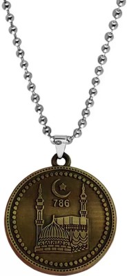 SILVOSWAN Islamic Alla Lucky Number 786 Round Pendant Gold with Chain Brass Pendant