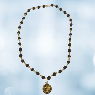 Guruji Imitation Company Mahakal Locket with Rudraksha Mala, Trishul Damru Pendant, Spiritual Shiva mala Gold-plated Beads Brass, Wood Pendant