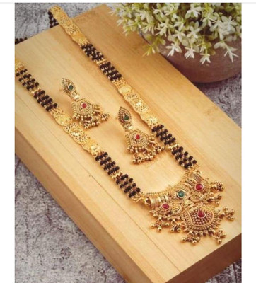 jizshou Brass Gold-plated Gold, Black Jewellery Set(Pack of 2)