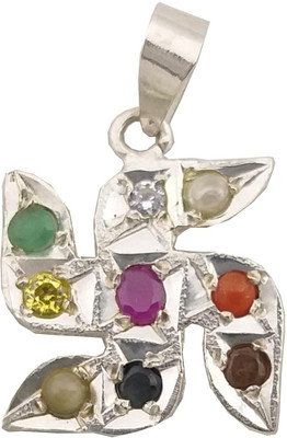 prateek enterprises PRATEEK ENTERPRISES NATURAL NAVRATAN 92.5 PURE SILVER PENDENT Silver Sapphire Silver Locket