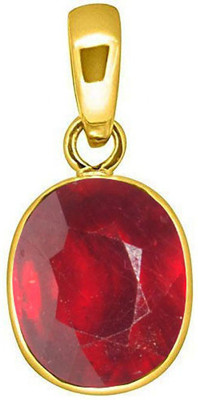 BWM GEMS Certified 3.25 Ratti Ruby Stone (Manik Stone) Panchdhatu Pendant Gold-plated Ruby Metal Pendant