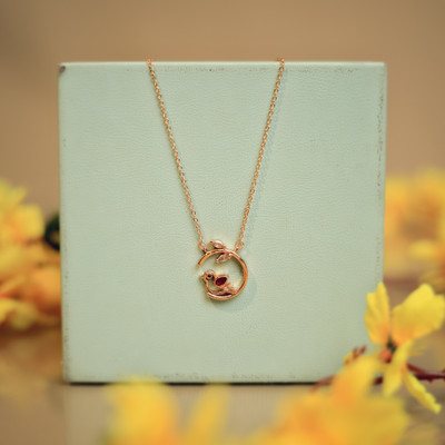 VIMALNATH SALES Bird Pendant Cubic Zirconia Gold-plated Plated Brass Chain Set Cubic Zirconia Brass Locket