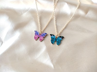 Sonisirani Pack of 2 beautiful printed butterflyy pendant combo Gold-plated Alloy
