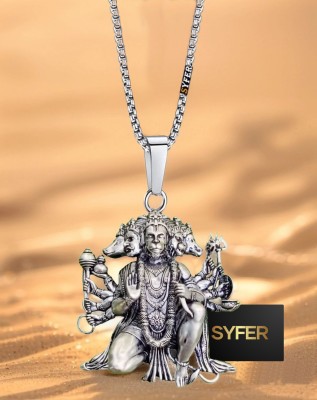 Syfer Panchmukhi Hanuman Pendant for Men and Women, Panchmukhi Hanuman Kavach Locket Silver Brass Locket