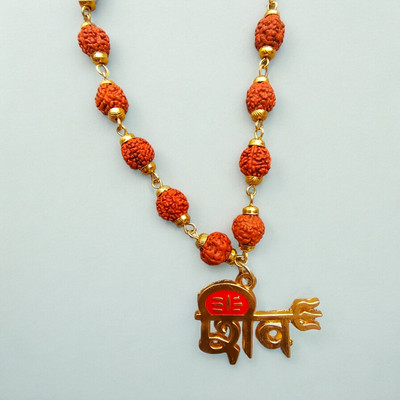 BRAJSTORE Shiv Locket with Rudraksha Mala, Spiritual Shiv Mala Brass Locket