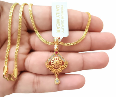 SAPNAPALACE Micro gold marigold pendant with gold chain Gold-plated Brass Pendant