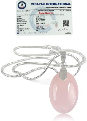 REIKI CRYSTAL PRODUCTS Certified Natural Rose Quartz Oval Shape Pendant Locket with Chain for Unisex Quartz, Agate, Crystal Stone Pendant