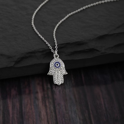 STYLE KRAFT SV Eye Pendant Necklace for Girls & Women Silver Locket Gold-plated Pearl Alloy, Stainless Steel Pendant Set