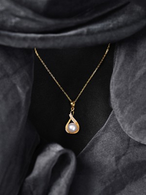 CLARA Esin Gold-plated Pearl, Cubic Zirconia Sterling Silver Pendant