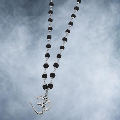Kuttumb Gems & Jewels Shiv Shakti Kawach Silver-plated Rudraksha Mala with Shiv Locket set Silver Beads Brass, Wood Pendant
