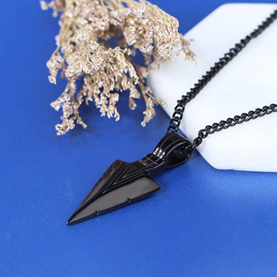 house of common Black Silver Arrow Design Pendant for Men Boys Set. Alloy Necklace