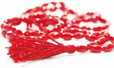 Chopra Gems Red Coral Mala / 108 Beads Mala / Religious Moonga Mala Coral Wood