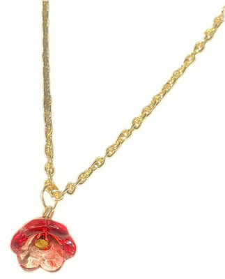BeadJewels Red Flower Pendant for Girls & Women Adjustable Anti Tarnish Neck Chain Metal Pendant