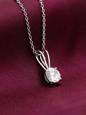 GIVA 925 Silver Anushka Silver Zircon Pendant |Lifetime Plating|6 Month Warranty Rhodium Zircon Silver Pendant