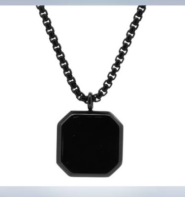 Fab Creations for Men and Women Rhodium Steel Square Pendant__F39 Rhodium Alloy Pendant Set