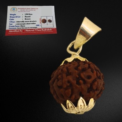 Nirvana Mukhi 7 Mukhi Nepali Rudraksha Seven Face Rudraksh Gold-plated Wood Pendant