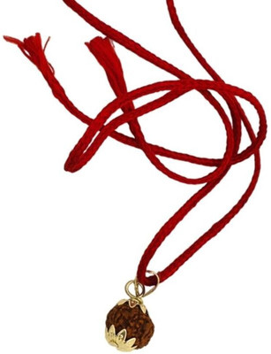 leahyallen 7 Mukhi Rudraksha Nepali Original Brown Beads Seven Face Rudraksha Gold-plated Wood Pendant Set