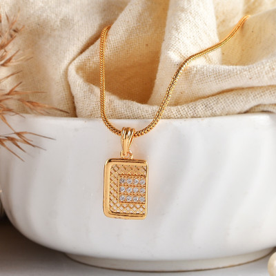 PYR JEWELS boys locket chain simple ::boys chain locket::boys gold chain design Gold-plated Brass Pendant Set