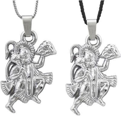 PLACIDO Lord Hanuman Combo Rhodium Brass Pendant Set