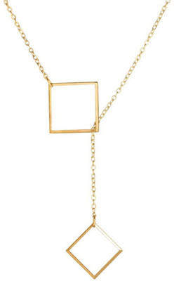Vembley Single Layered Square In Square Necklace For Girls And Women Gold-plated Alloy Pendant