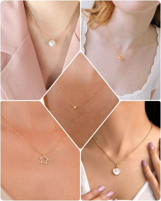 Vriva Jewels Pretty Necklace for women & Girls Gold-plated Agate Alloy Pendant Set