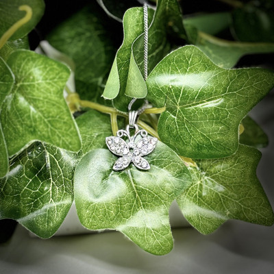 AD Enterprises Stylish Butterfly Silver Pendant For Girls And Women Sterling Silver Zircon Alloy Pendant